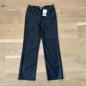 Zara black faux leather 90’s pants